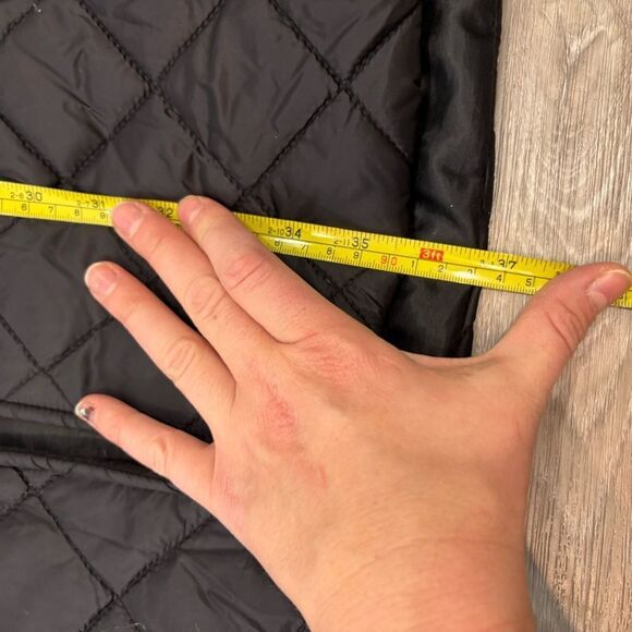 Badgley Mischka Women's Black Wool Leather Puffer Coat sz L - Picture 14 of 14